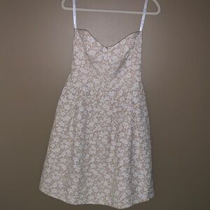 Shoshanna Strapless Dress in Cream and White Floral